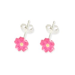 Boucles d'oreilles tiges fleur framboise