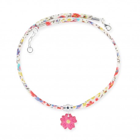 collier liberty fleur framboise Ribambelle bijoux enfants fille