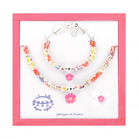 ensemble liberty fleur framboise Ribambelle bijoux enfants fille