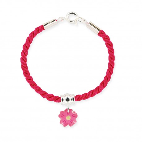 bracelet cordelière fleur framboise Ribambelle bijoux enfants fille
