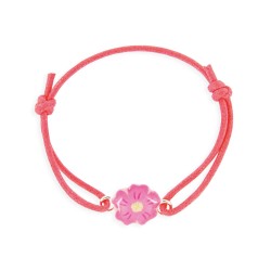 Bracelet lacet fleur framboise