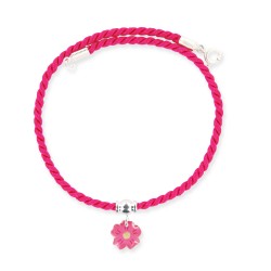 Collier cordelière fleur framboise