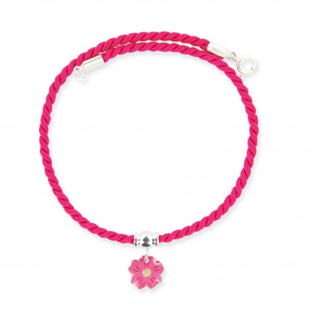 collier cordelière fleur framboise Ribambelle bijoux enfants fille