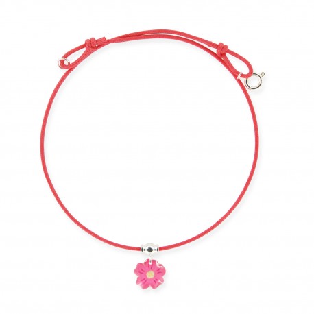 collier lacet fleur framboise Ribambelle bijoux enfants fille